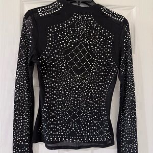 Black Embellished Long Sleeve Fitted Blouse